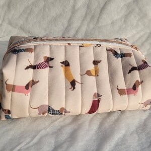 Dachshund Inspired Bag: Water-Resistant Cosmetic Case, Zipper Travel Pouch, Handmade Dachshund Gift image 2