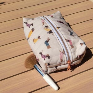 Dachshund Inspired Bag: Water-Resistant Cosmetic Case, Zipper Travel Pouch, Handmade Dachshund Gift image 5