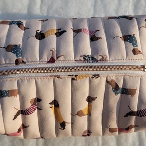 Dachshund Inspired Bag: Water-Resistant Cosmetic Case, Zipper Travel Pouch, Handmade Dachshund Gift image 3
