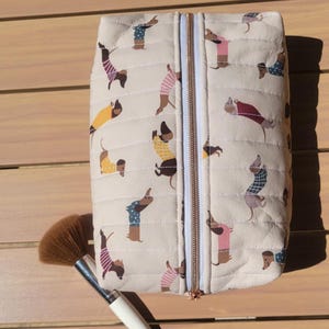 Dachshund Inspired Bag: Water-Resistant Cosmetic Case, Zipper Travel Pouch, Handmade Dachshund Gift image 6