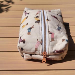 Dachshund Inspired Bag: Water-Resistant Cosmetic Case, Zipper Travel Pouch, Handmade Dachshund Gift image 7