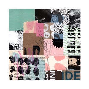 Original Modern Collage Art: Abstract Mixed Media Wall Decor