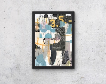 Original Modern Abstract Collage Art for 30 Year Olds Unique Hand-Cut Paper Art Mixed Media Wall Decor & One-of-a-Kind Artwork Contemporary