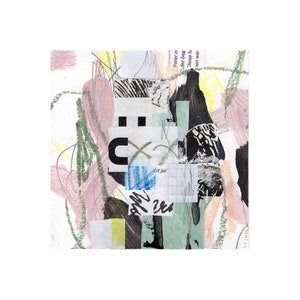Original cool artwork for your home and office. Perfect gift for friend partner art lover. Modern mixed media collage art. Paper art collage