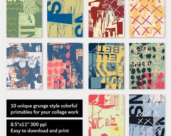 Grunge Paper Collage Supplies Grunge Paper Ephemera Paper Digital Art Paper Sheets Printable Backgrounds Decoupage Paper Scrapbooking