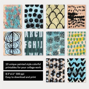 Collage kit - painted paper - 10 digital download