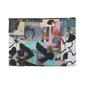 Colorful Abstract Art Accessory Pouch  Collage paper bag Travel Organizer Gift Idea Art Lovers Stylish Modern Clutch Zipper Art Material