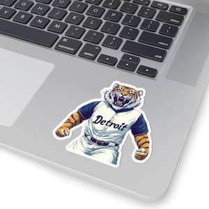 Pegatina troquelada - Béisbol de Detroit, equipo deportivo Tiger, para portátil, vaso, diario o patineta, regalo para fans de Detroit