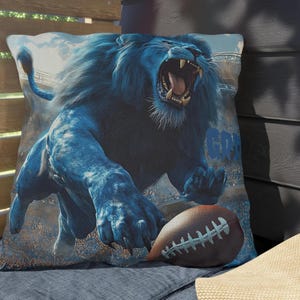 Outdoor Pillow - Lions Grit, Detroit Football Fan Gift, Detroit Sports Team Decor, Lions Game Room Decoration, Detroit Football Man Cave