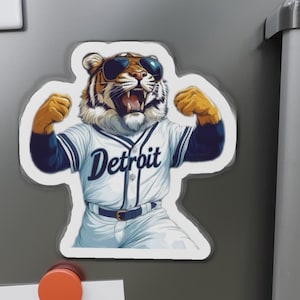 Detroit Baseball Magnet: Die-Cut Tiger Sports Team Fan Gift