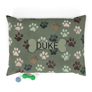 Customizable Paw Print Pet Bed: Cozy Fleece Dog Bed, Removable Cover