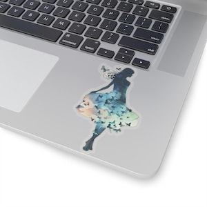Kiss-cut sticker - prachtige vlinderjurk meisje, schattige sticker, laptopsticker, planneraccessoires, waterflesdecor, plakboek of telefoon