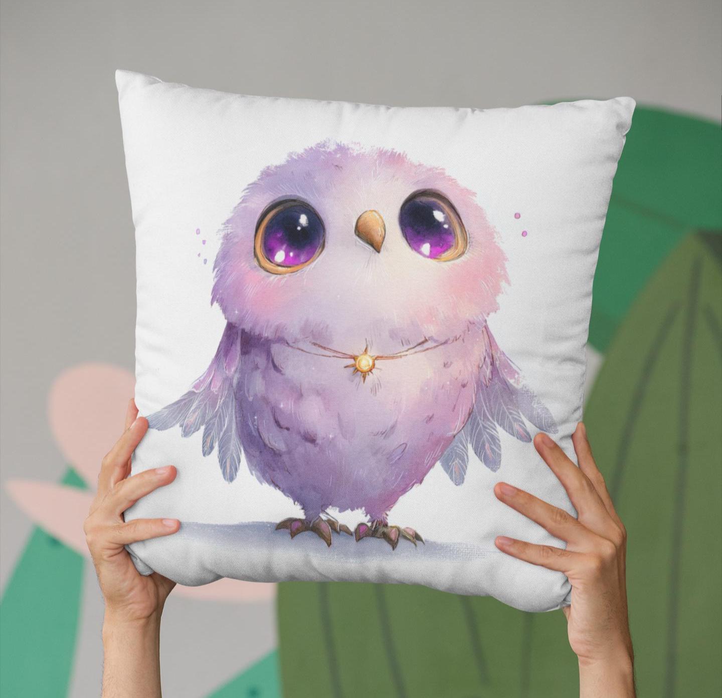 Faux Suede Pillow - Cute Owl, Kids Room Decor, Gift for New Baby, Cozy Home Accents, Cuddly Kids Pil