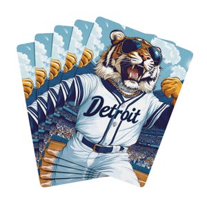 Naipes de los Tigres, béisbol de Detroit, regalo, aficionado a equipos deportivos, cartas de póquer para cuevas de hombres, sala de juegos, juego familiar, orgullo de Detroit, ¡Vamos Tigres!