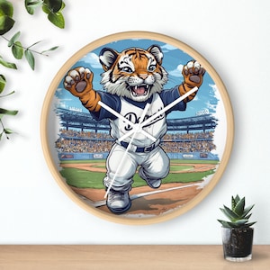 Detroit Kids Wall Clock | 3 Frame Finishes & 2 Hand Colors | Tigers Baseball Nursery | Playroom Decor