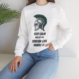 Spartan Girl Sweatshirt - East Lansing Fans, Gift for Her Unisex Crewneck, State College Spirit Gear, Back to School, Spartan Fan Gear