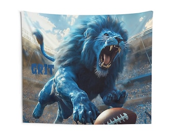 Detroit GRIT Wall Tapestry — 8 Sizes | Roar-Worthy Wall Art for True Lions Fans