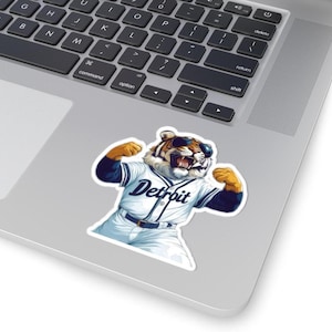 Pegatina troquelada - Béisbol de Detroit, equipo deportivo Tiger, para portátil, vaso, diario o patineta, regalo para fans de Detroit