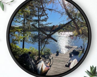 Lakeside Dock Wall Clock | Nature-Inspired Cabin Decor (10"x10")