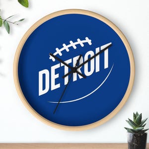 Detroit Football Wall Clock, Sports Decor for Lions Fans, Detroit Sports Home & Office Decor, Detroit Sports Den Decor, Gift for Him
