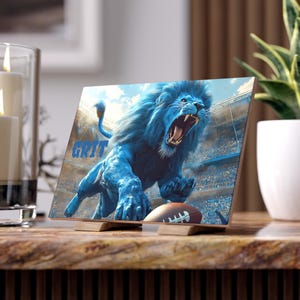 Detroit Lions Ceramic Tile Decor: Football Fan Gift, Sports Den, Man Cave