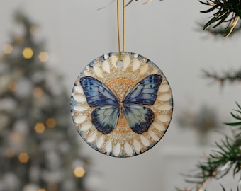 Blue Mosaic Butterfly Ceramic Ornament — A Symbol of Transformation, Hope, and Everlasting Love