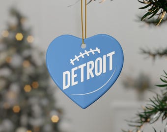 Detroit Football Ceramic Ornament | Double-Sided & 4 Shapes | Year-Round Detroit Fan Decor