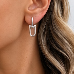Örhängen med gem i 925 sterlingsilver, moderna minimalistiska geometriska smycken