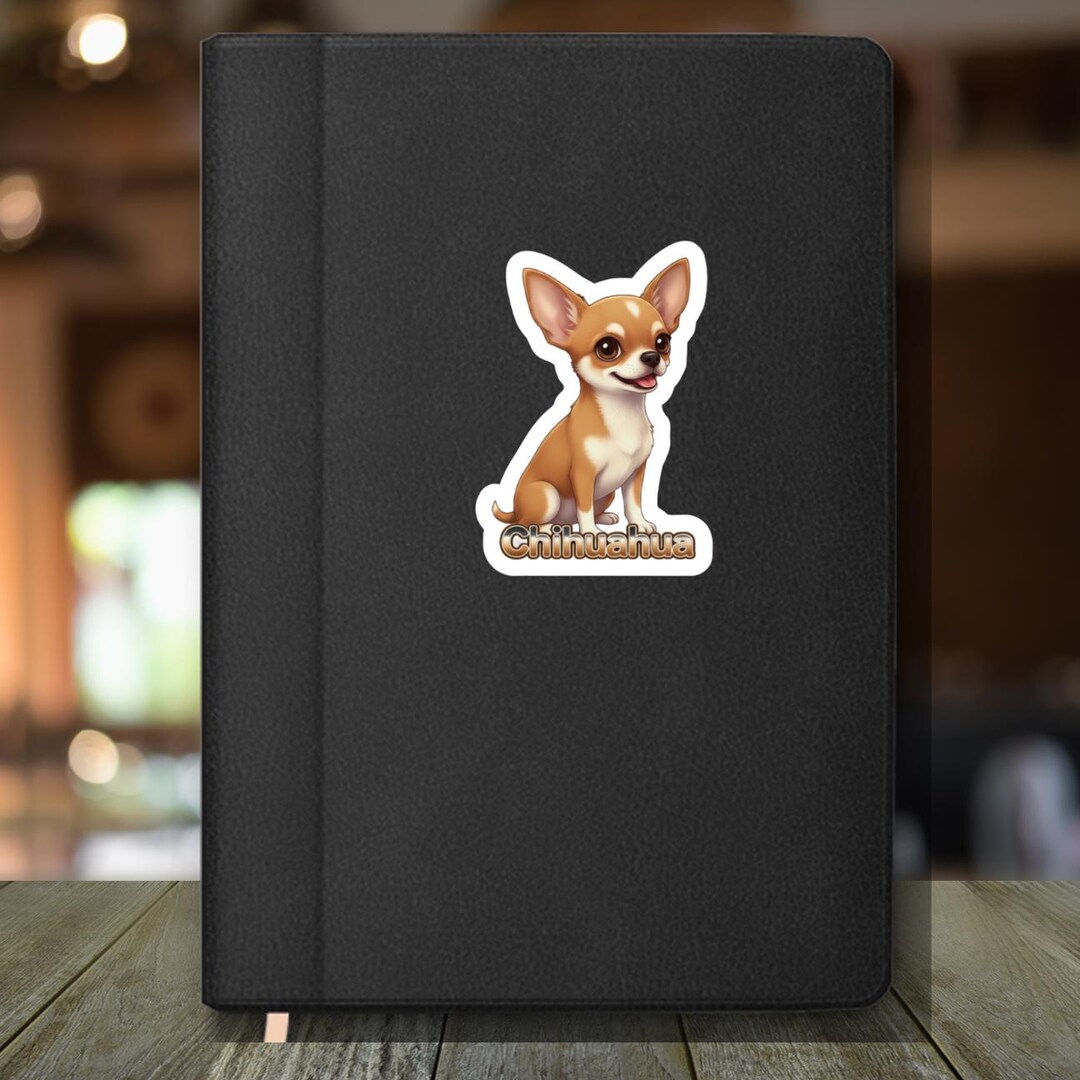 Chihuahua Dog Cute Vinyl Decal Sticker, Water Bottle Sticker, Laptop ...