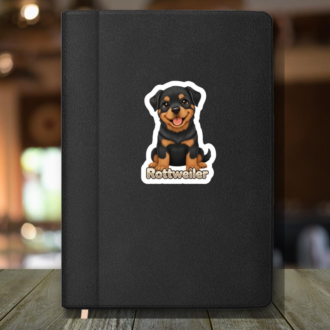 Rottweiler Dog Puppy Cute Vinyl Decal Sticker, Water Bottle Sticker ...