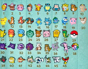 Listado A - Adornos para zapatos con diseño de dibujos animados de Pokémon