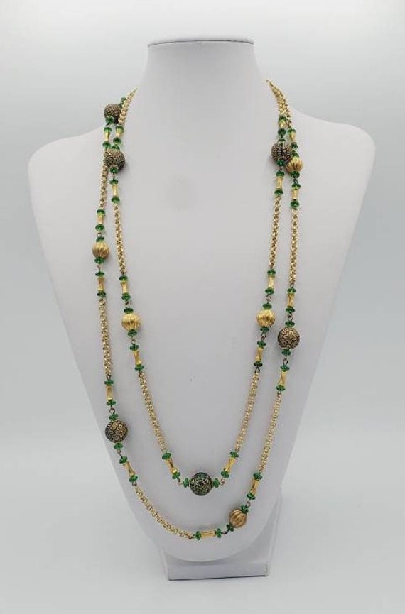 Vintage Hobe Long Necklace + Earrings Set / Parur… - image 2
