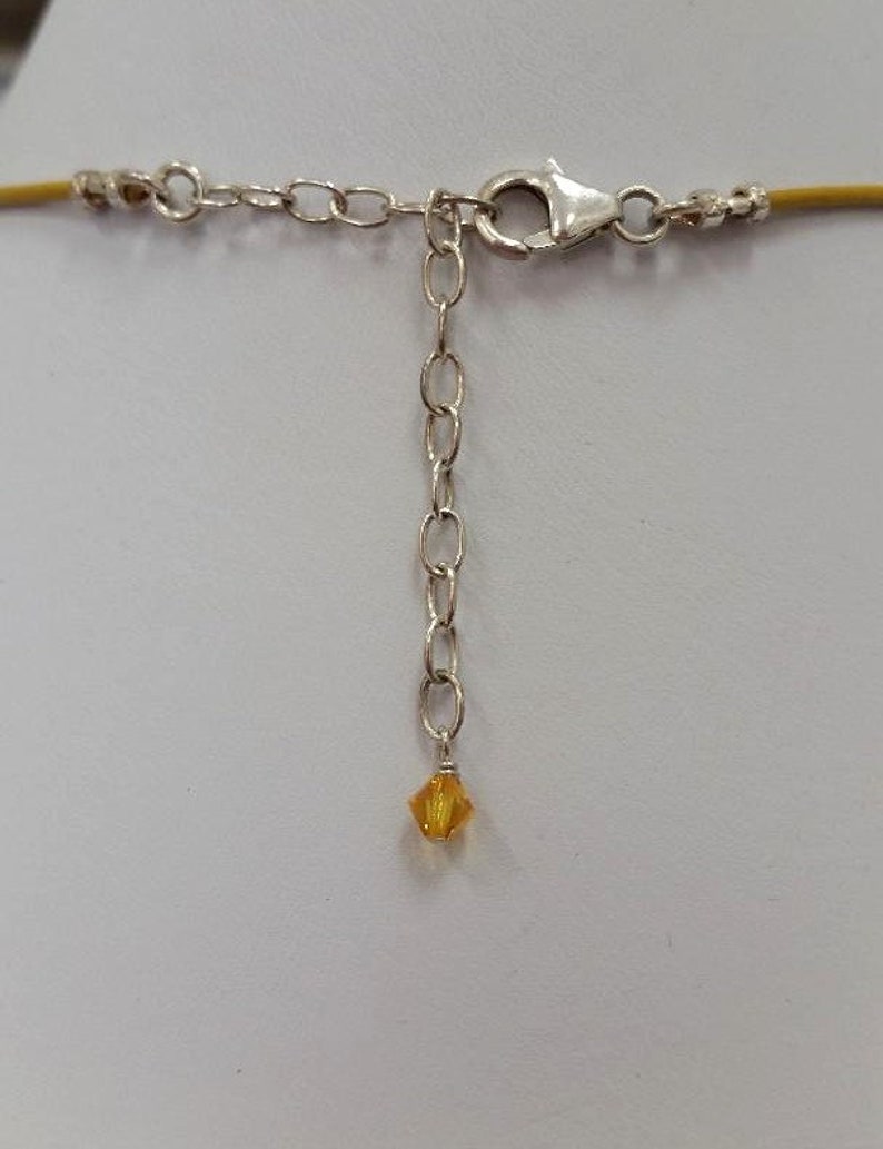 and Matching Leather Cord Sterling Silver Choice of Necklaces with Green or Yellow Solar Quartz Slices with Partial Titanium Coating