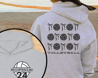 Custom Volleyball Hooded with Name & Number, Personalized Coquette Sweatshirt, Unique Sports Gift for Volleyball Players