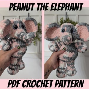 Peanut The Elephant Crochet Pattern-Digital PDF Crochet Amigurumi Pattern