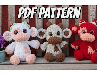 Baby Cow and Strawberry Cow Crochet Pattern-Digital PDF Crochet Amigurumi Pattern