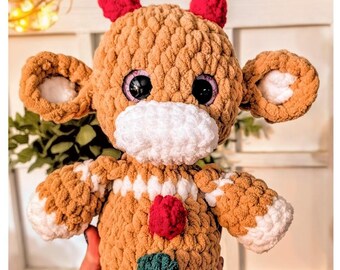 Gingerbread Cow Crochet Pattern-Digital PDF Crochet Amigurumi Pattern