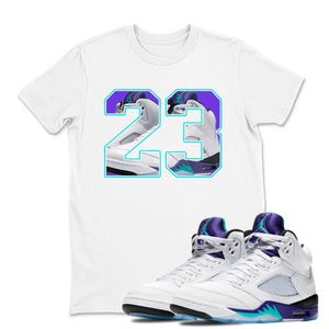 Number 23 Sneaker Shirt White to Match Jordan 5 Grape, Shirt To Match Jordan 5 Grape Sneaker Tees Jordan Match shirts, Sneaker Tee