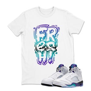FRESH Sneaker Shirt White to Match Jordan 5 Grape, Shirt To Match Jordan 5 Grape Sneaker Tees Jordan Match shirts, Sneaker Tee