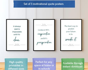 Juego de 3 carteles con frases motivacionales / Arte mural imprimible e inspirador / Decoración moderna para el hogar y la oficina / Ideas de regalo