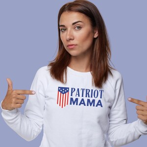Patriot Mama Cotton Long Sleeve Tee  //  American Pride, Gifts for Moms, Gift for Her, USA, Patriotic, Trump, Republican, Democrat, Merch