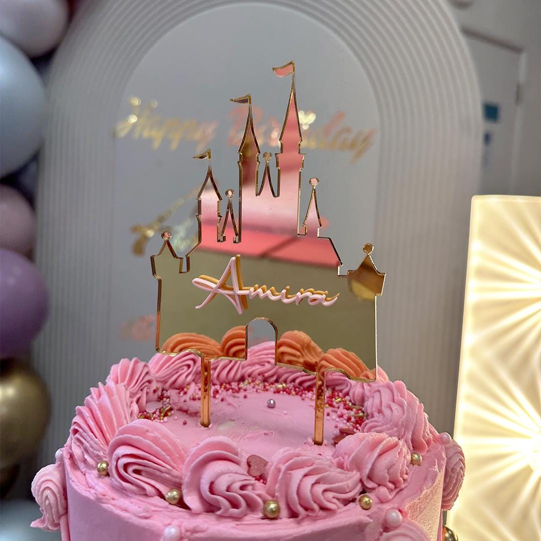 Personalised Princess Castle With Name Acrylic Cake Topper - Etsy UK