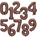 Mocha Brown Number Balloons 0–9  Giant 86cm / 34" Helium Foil Balloons – Birthday Party Decorations, Milestone Celebrations, Photo Props