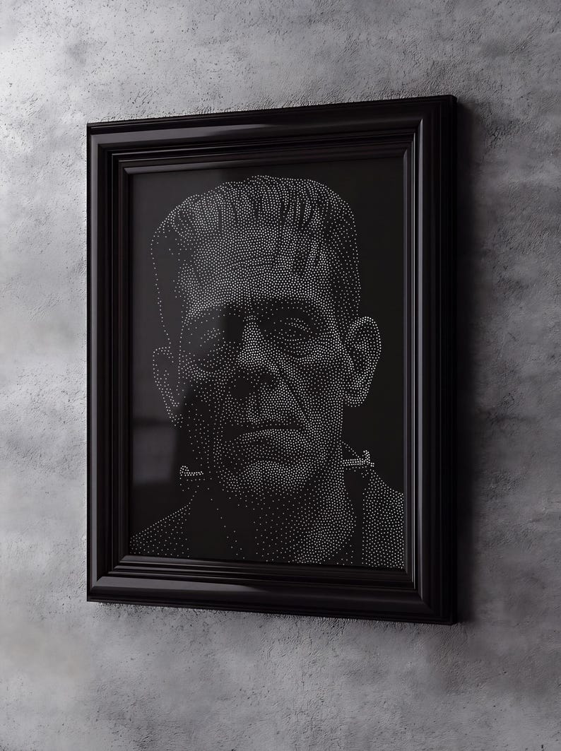 Cnc Router Solid Frankenstein Monster Stipple Art CNC Router Project Files (svg, Dxf and ...