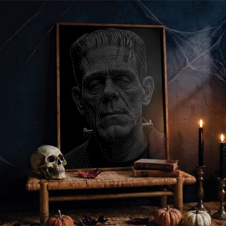 Cnc Router Solid Frankenstein Monster Stipple Art CNC Router Project Files (svg, Dxf and ...