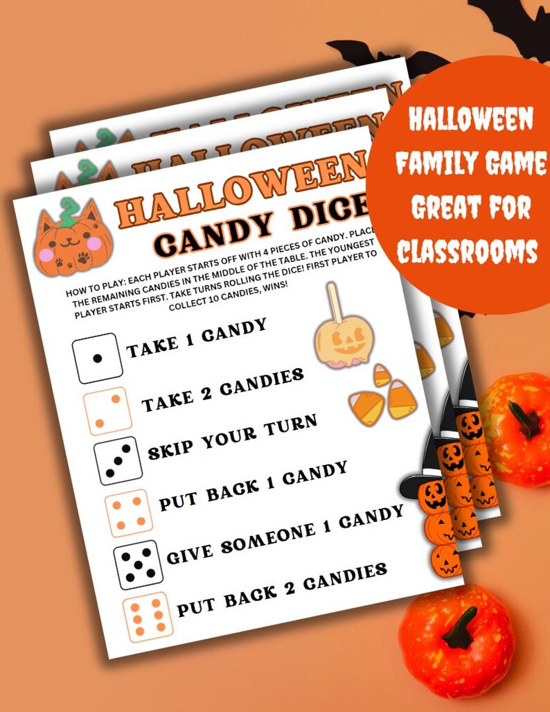 Fun Halloween Dice Game for Kids Instant Printable Great for Parties
