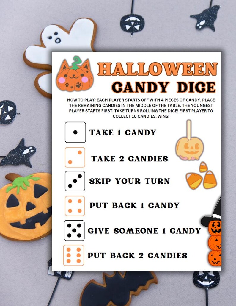 Fun Halloween Dice Game for Kids Instant Printable Great for Parties