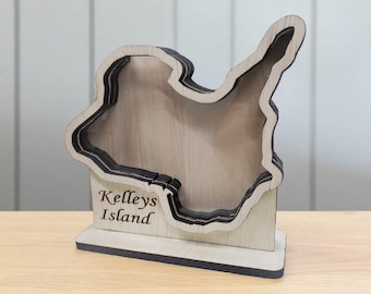 Kelleys Island Sea Glass Shadowbox Display: Ohio Lakeside Art, Customizable