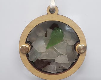 Circle Sea Glass Beach Glass Shadowbox Ornament
