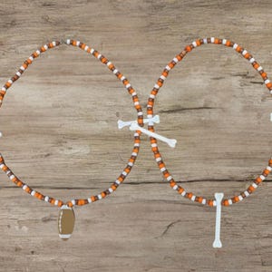 Dawg Bone and Football Pony Beaded Necklaces